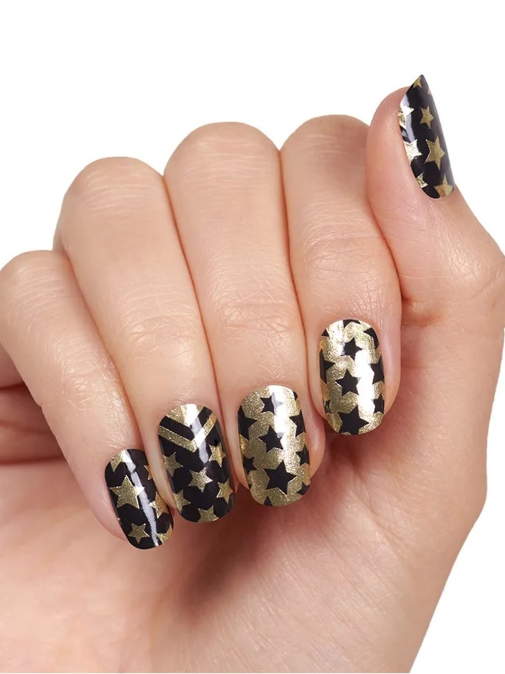 Color Street Salute To You 100% Pure Nail Polish *RETIRED* Black Gold Stars
